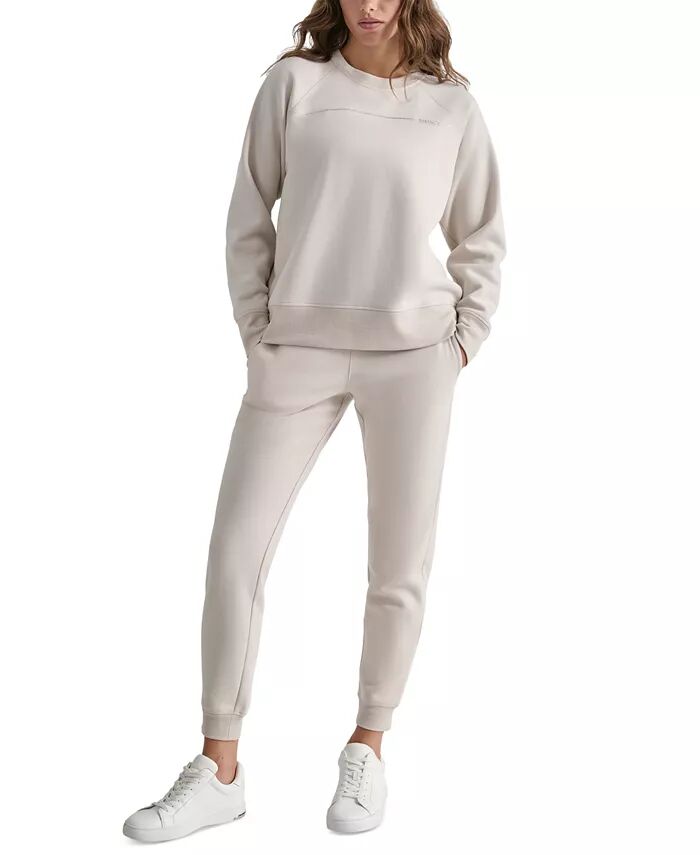 

Женская флисовая толстовка с логотипом из страз DKNY, коричневый/бежевый