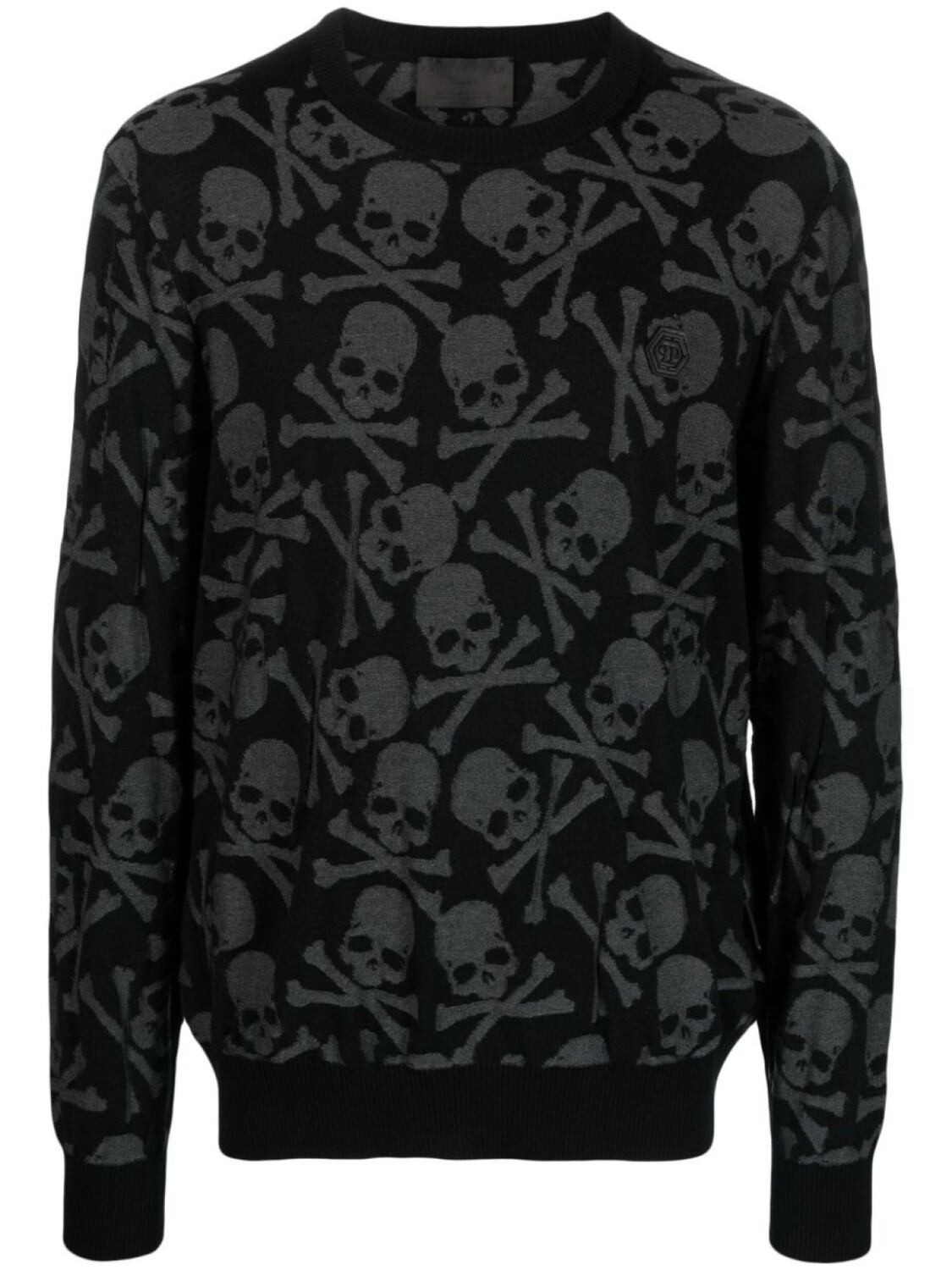 

Philipp Plein джемпер Skull & Bones из смеси шелка и шерсти, черный