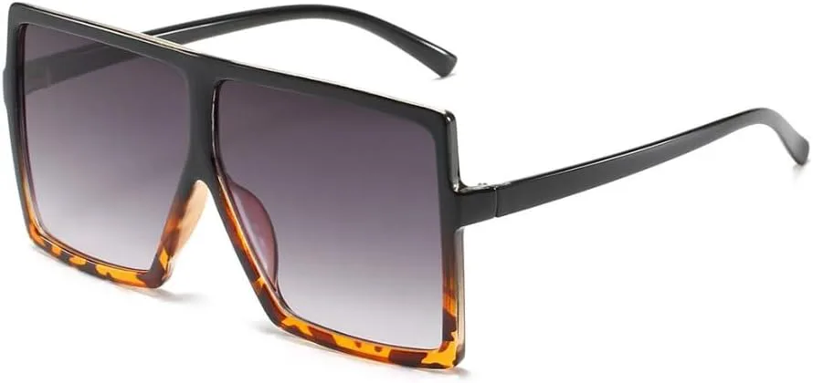 

Квадратные солнцезащитные очки большого размера для женщин и мужчин, с плоской верхней частью, модные, с защитой от УФ-излучения ENSARJOE, 16009a-black Leoprad