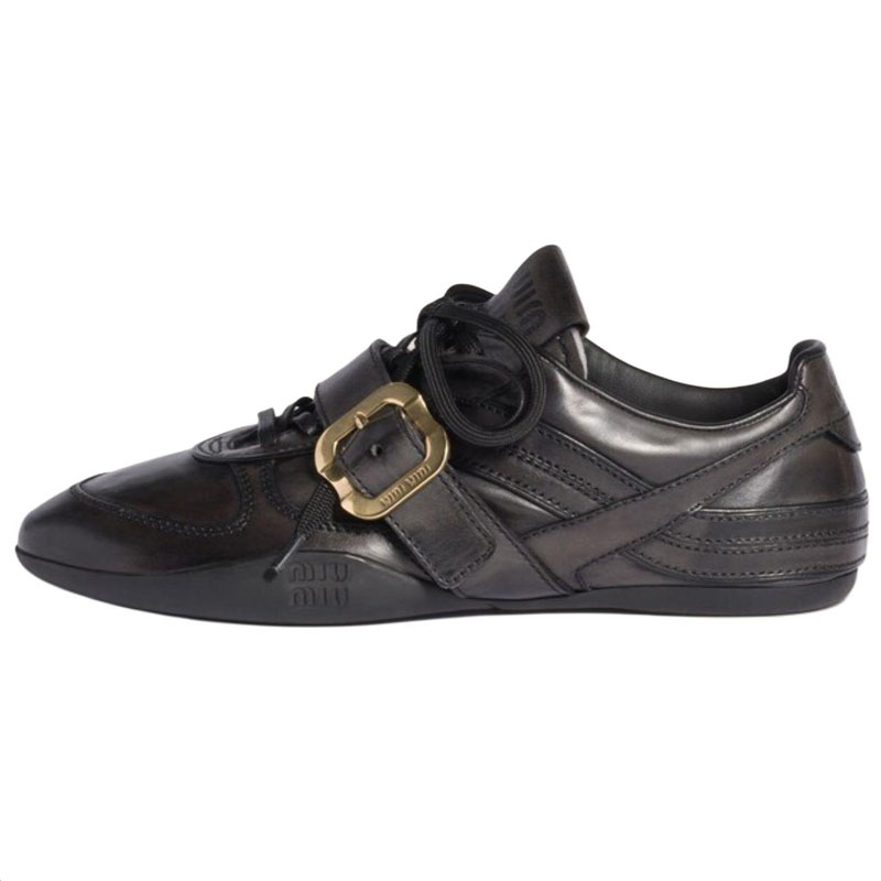 MIU MIU Коллекция FW25 осень-зима, German Army Trainers, тонкая подошва, низкие кроссовки, повседневная обувь, женские, black