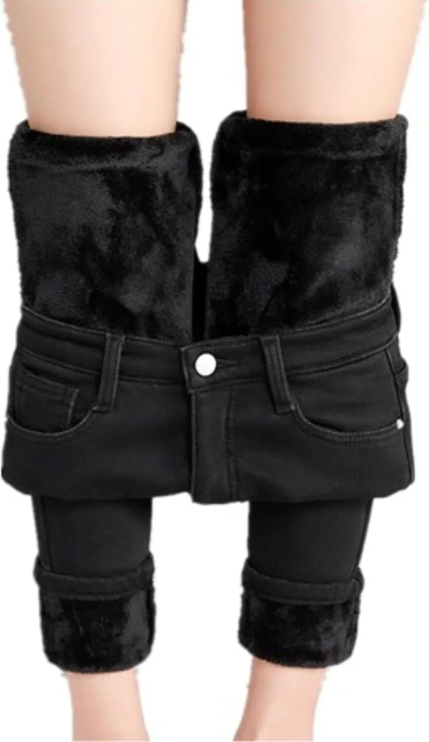 

Женские джинсы с флисовой подкладкой, утепленные, скинни, на высокой талии