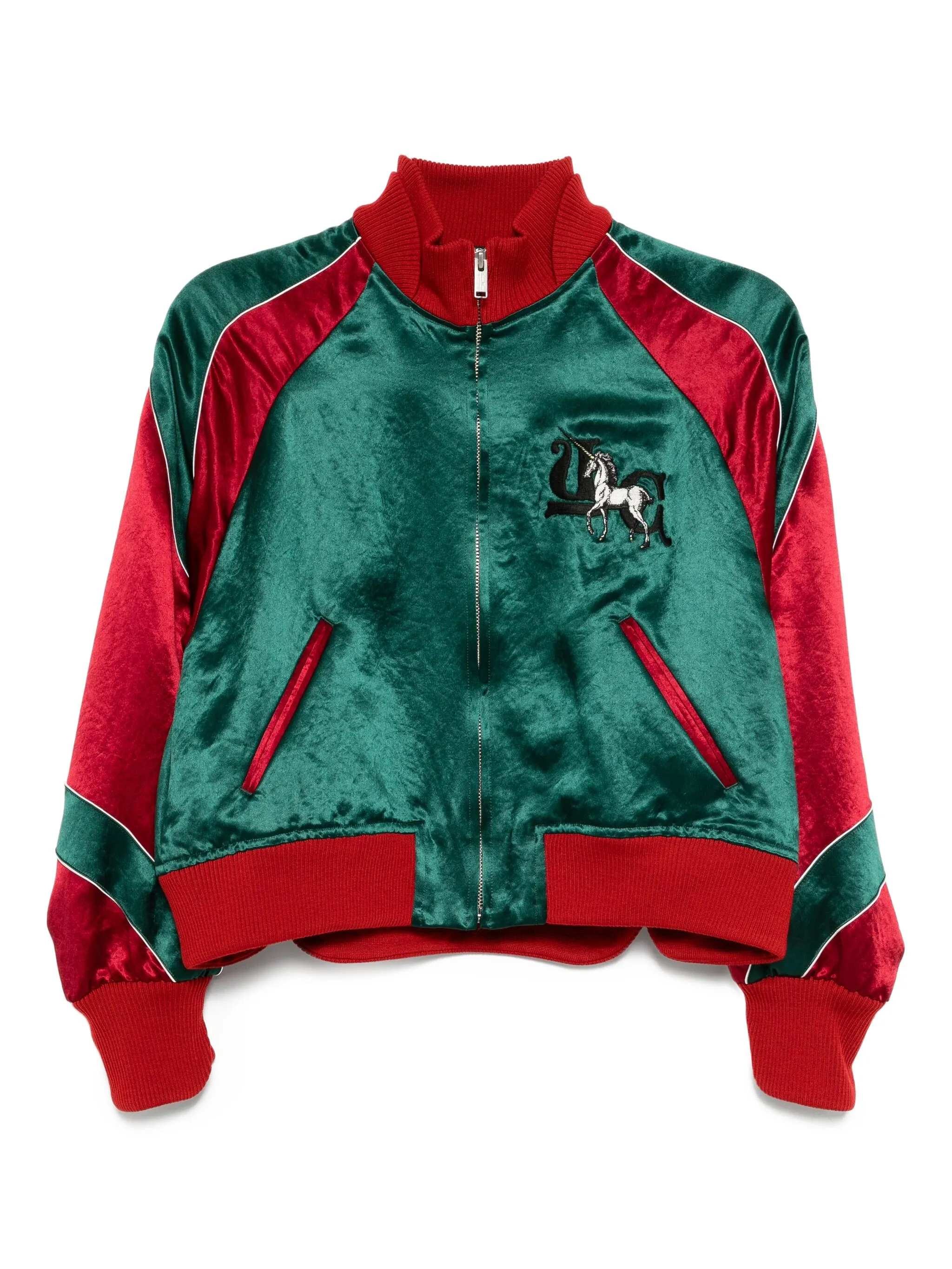 

Атласный бомбер с декором Undercover, зеленый