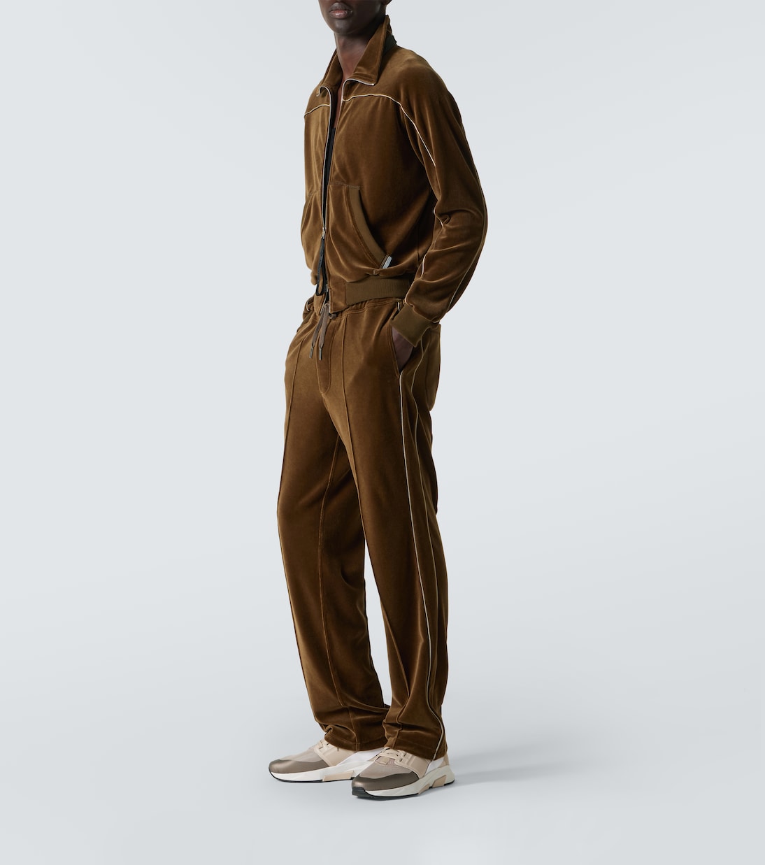 Спортивная куртка из бархата с добавлением хлопка Tom Ford, Olive Green — фото 2