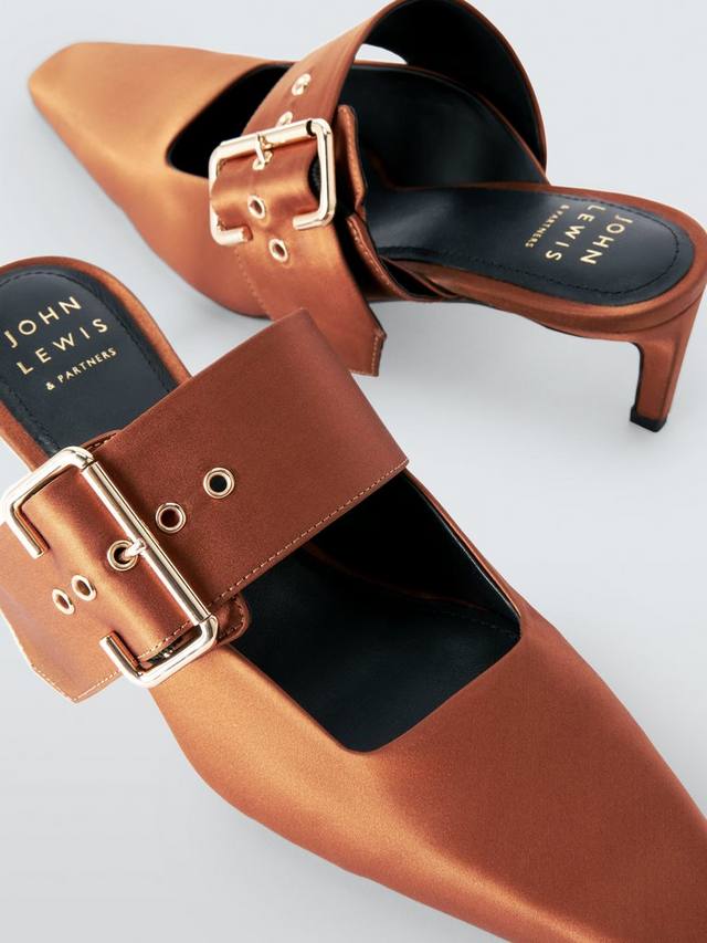 Canary Satin туфли-лодочки с большой пряжкой John Lewis, Copper Brown — фото 4