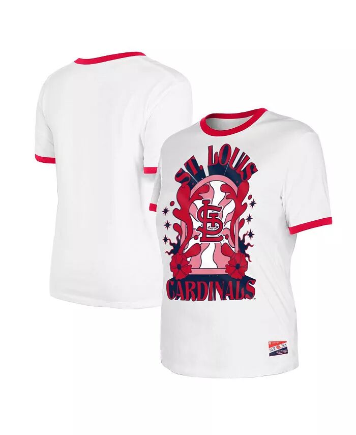 

Женская белая футболка свободного покроя с надписью St. Louis Cardinals Ringer New Era