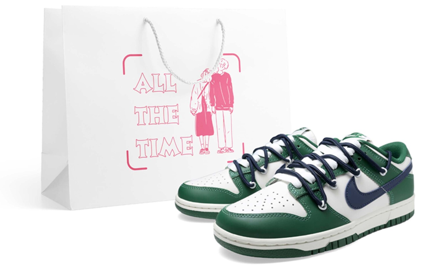 

Кроссовки Nike Dunk Skateboard Shoes Women's Low-Top White Green