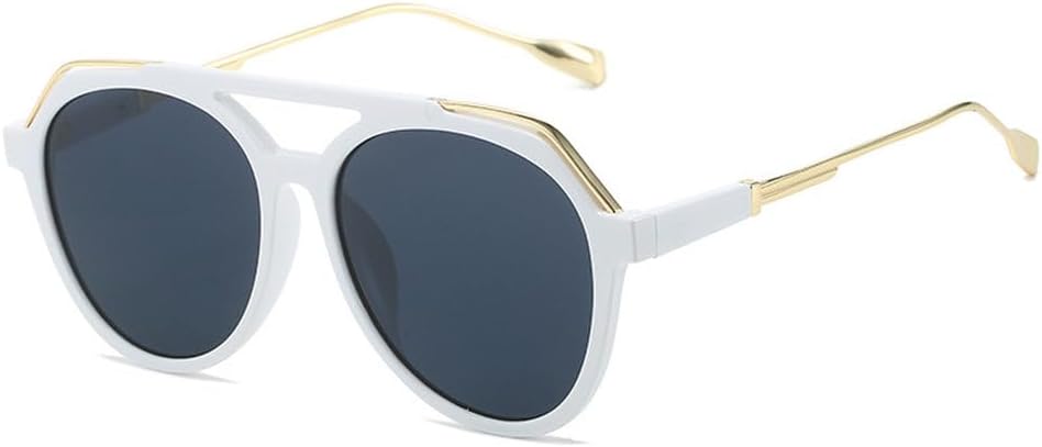 

Овальные мужские солнцезащитные очки в стиле ретро, ​​женские роскошные солнцезащитные очки с двойной балкой, винтажные женские очки с защитой от УФ-излучения UV400 HVTVTLA, White