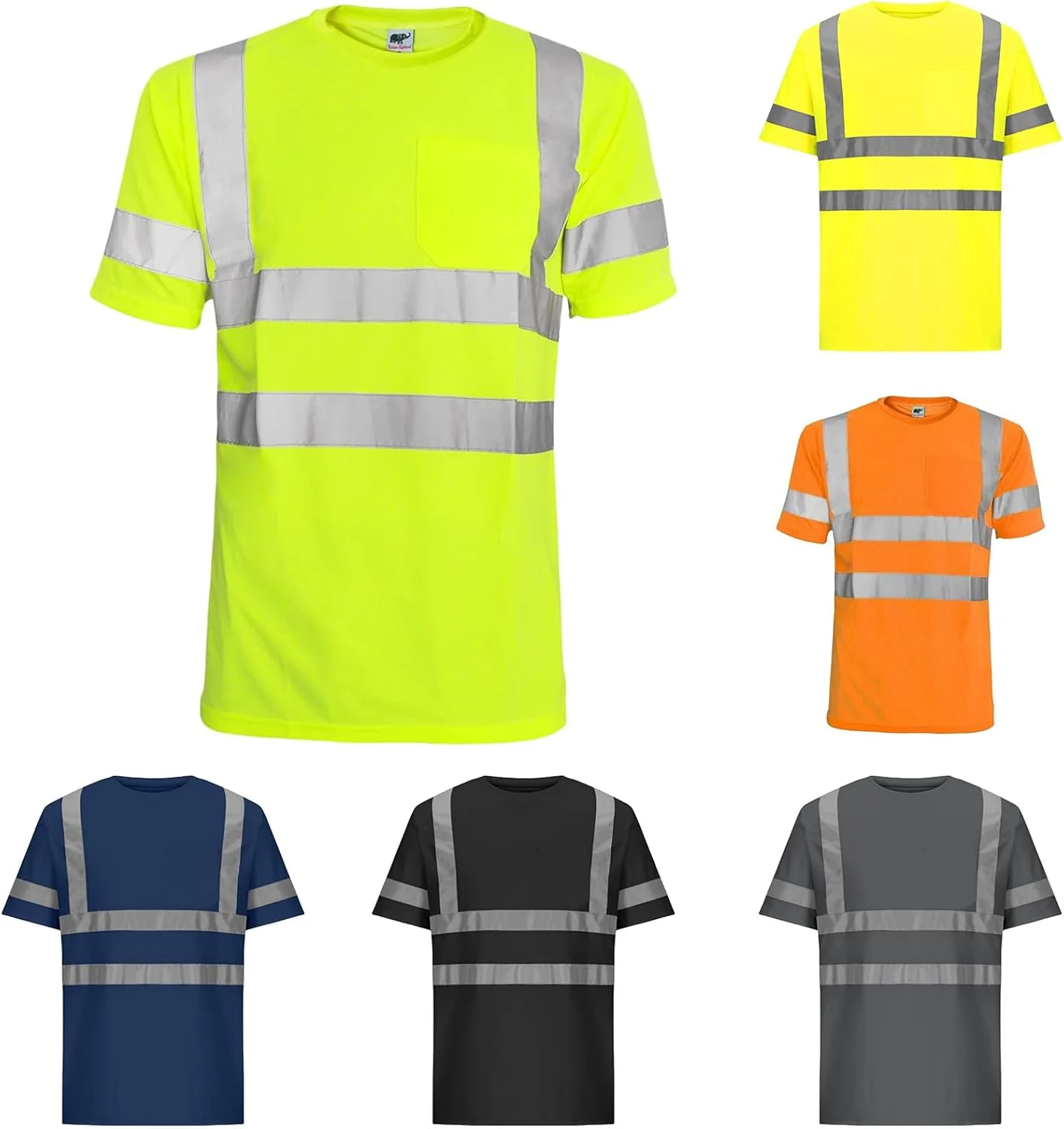 Мужская футболка Hi Vis с коротким рукавом и круглым вырезом, светоотражающая для безопасности — фото 4