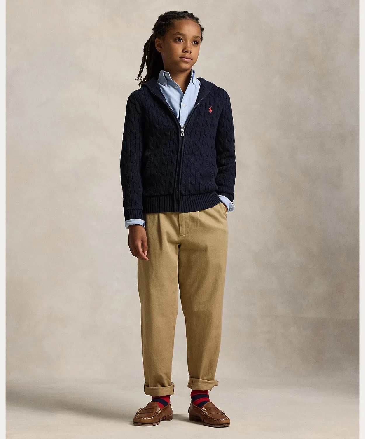 Свитер с капюшоном на молнии, хлопковый, Ralph Lauren, синий — фото 4