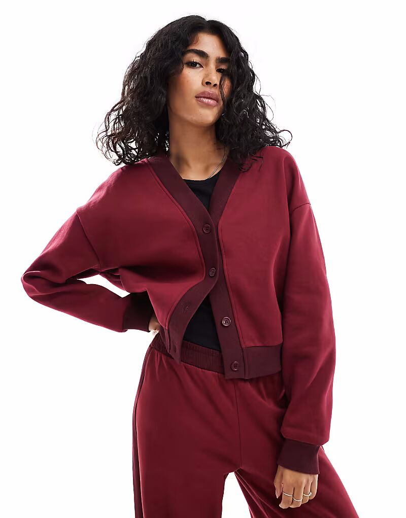 

Свитшот-кардиган ASOS DESIGN бордового цвета