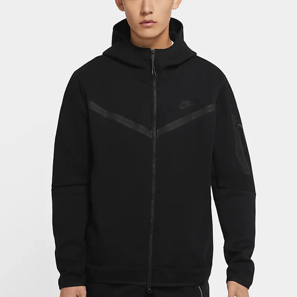 Толстовка Nike Sportswear NSW Tech Fleece Zipper Cardigan autumn 'Black', черный — фото 3