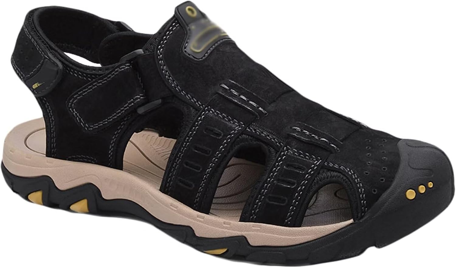 

Мужские сандалии для ходьбы с закрытым носком, спортивные кожаные сандалии для треккинга, походов, бега и пляжа Hnvavq, B