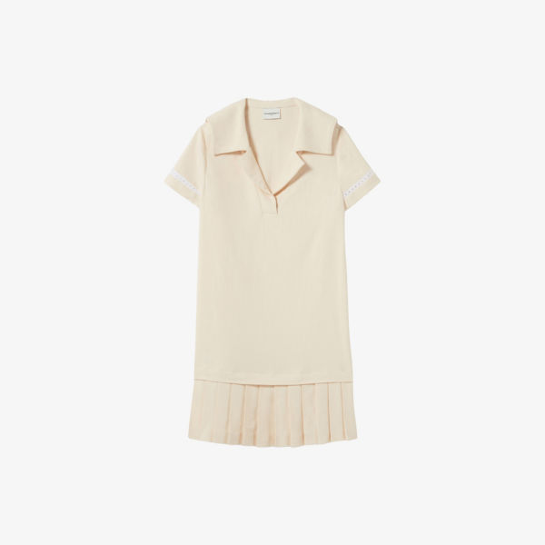 

Мини-платье из ткани с плиссированной подолом Claudie Pierlot, бежевый