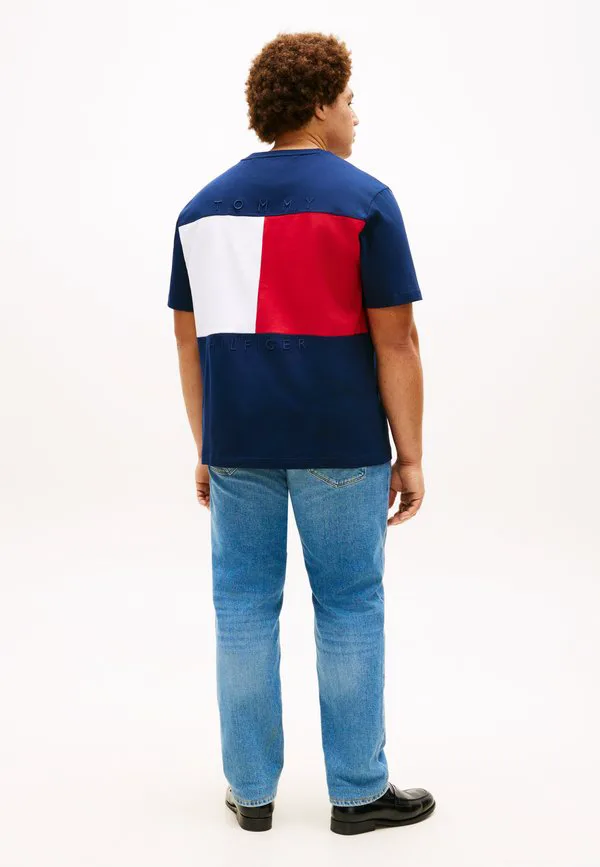Футболка свободного кроя с вышивкой флага и принтом. Tommy Hilfiger, Navy