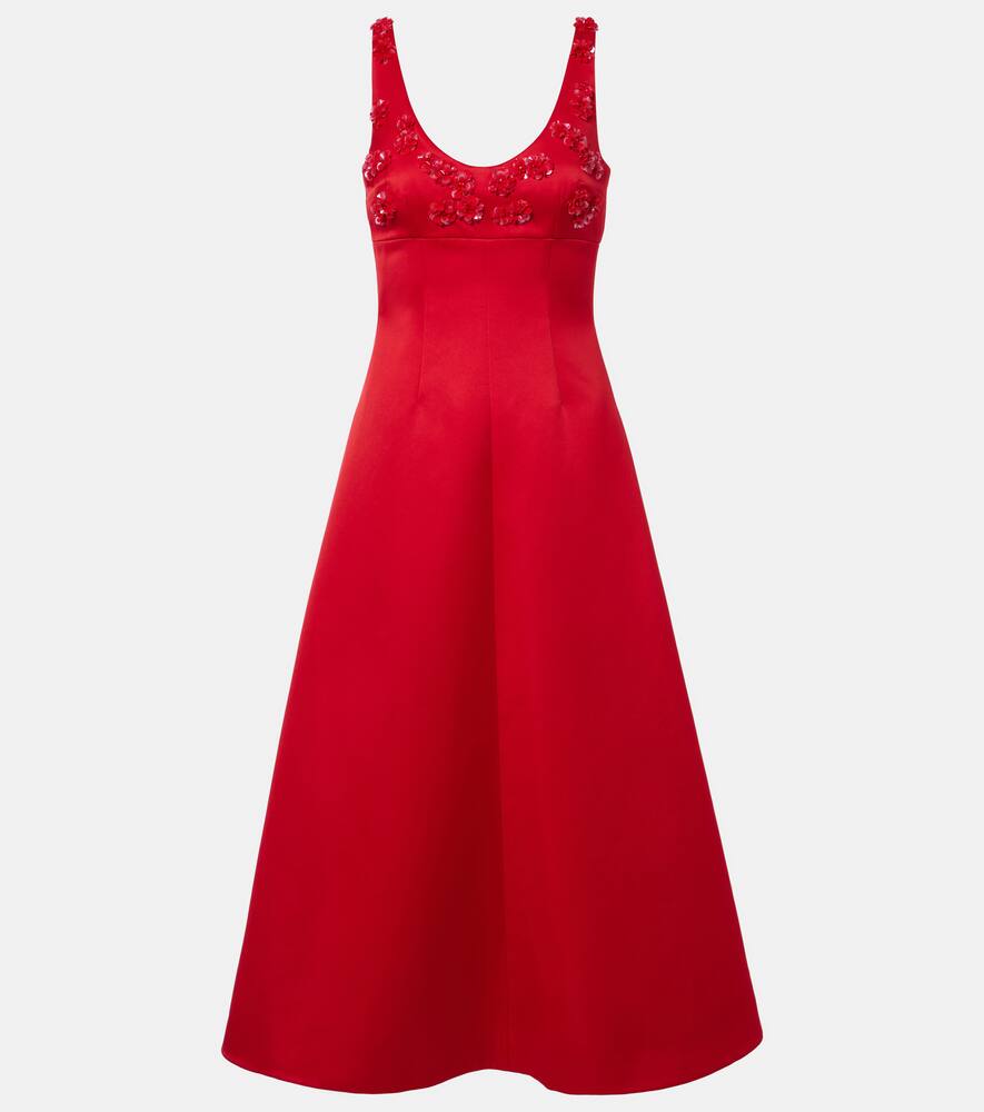 

Платье миди из атласа с декором Abella Emilia Wickstead, Bright Red