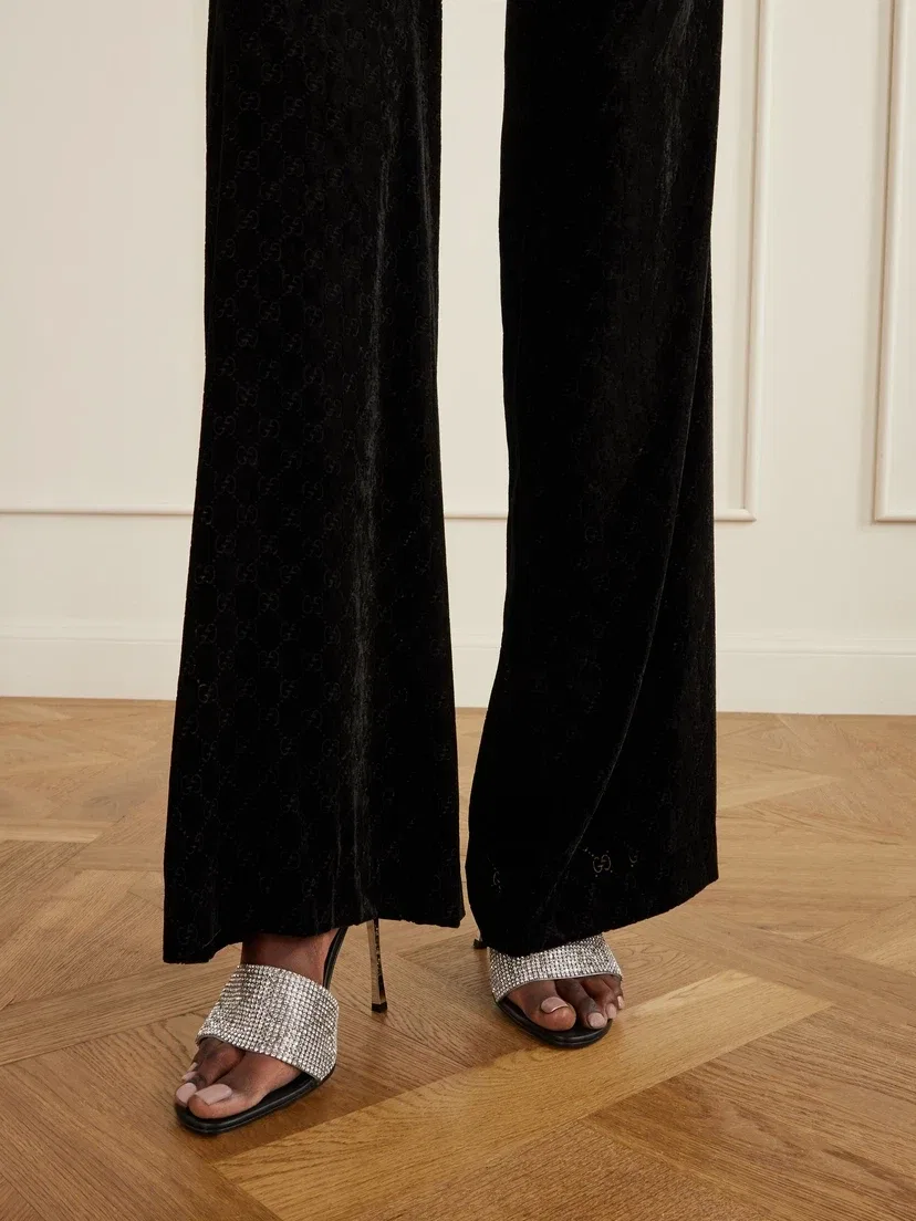 Бомба, мюли из сетки, украшенные кристаллами GUCCI, серый — фото 2