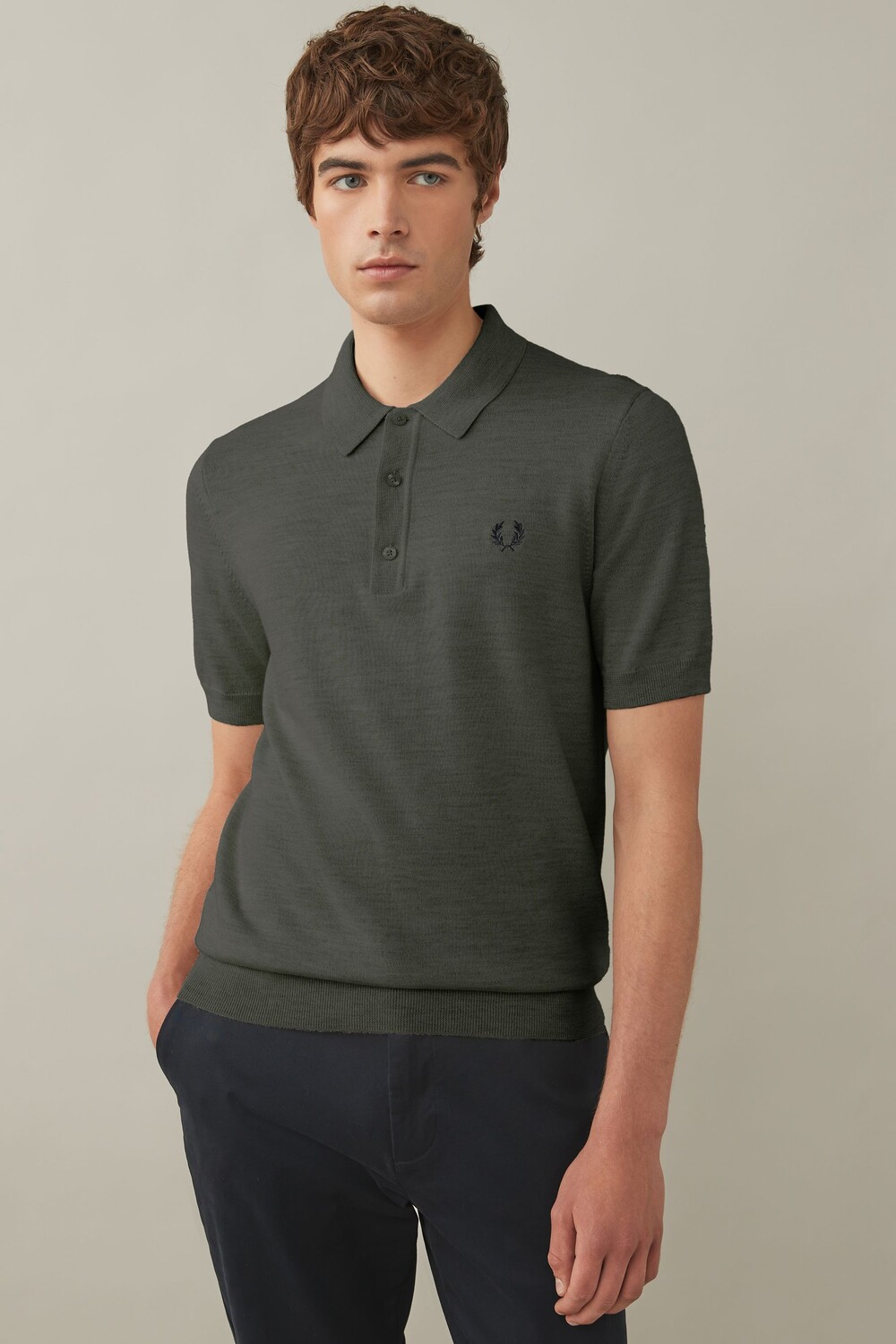 

Трикотажная рубашка поло из смеси мериносовой шерсти Fred Perry, зеленый