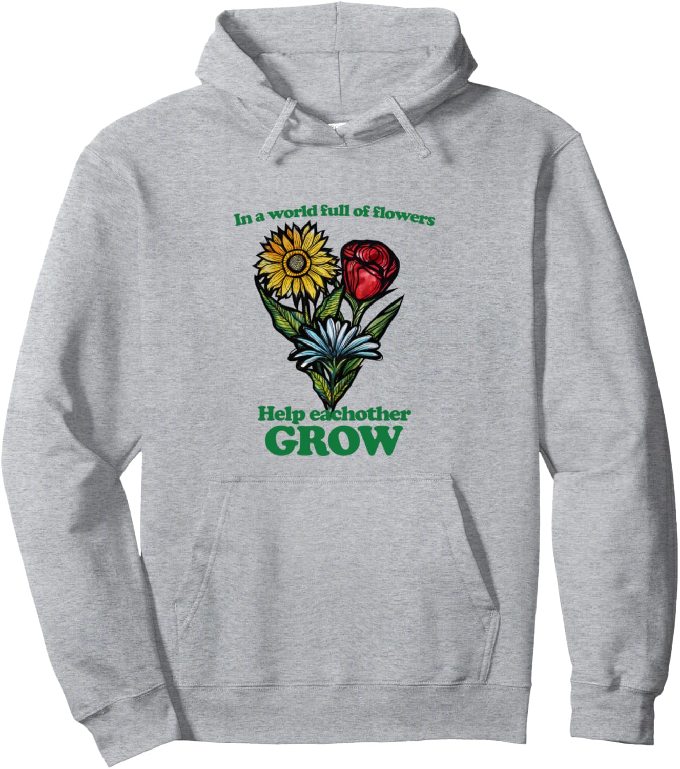 

Мир, полный цветов, будь добрым, искусство, худи Summer Snugg, серый