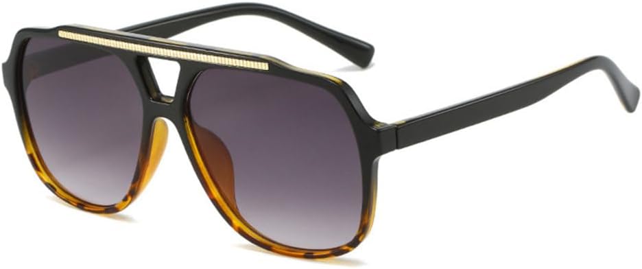 

Винтажные женские солнцезащитные очки с двойной перемычкой, модные сине-желтые очки с защитой от УФ-излучения UV400, модные мужские солнцезащитные очки с градиентным переходом TYUVIVO, Black Leopard Grey