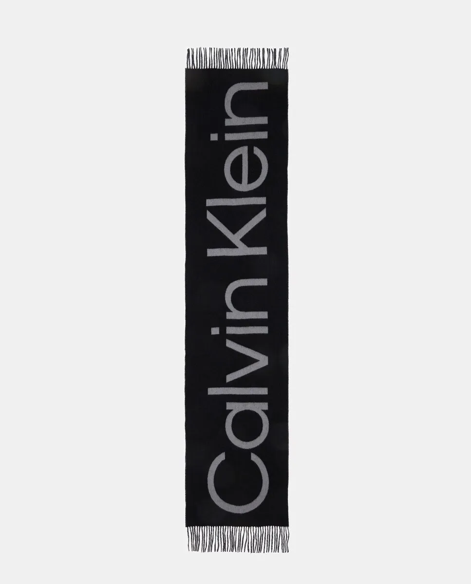 

Ребристый вязаный шарф Calvin Klein, черный
