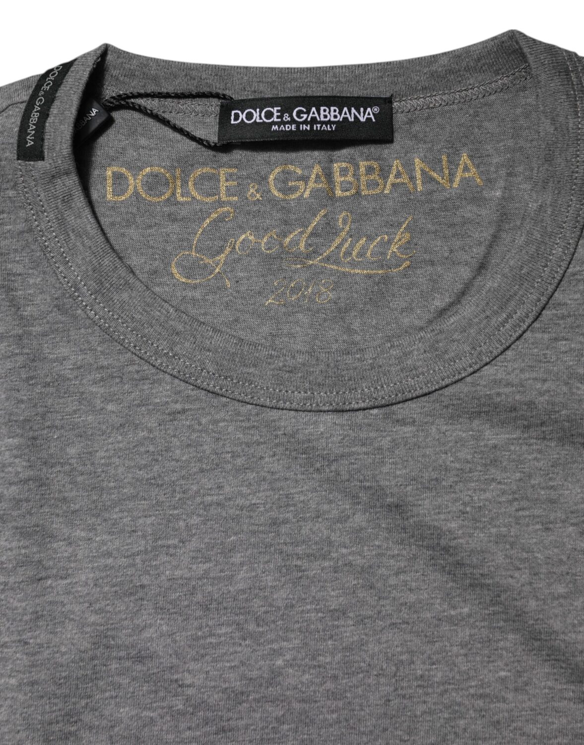 Серая хлопковая футболка с круглым вырезом и короткими рукавами Dolce & Gabbana, серый — фото 3