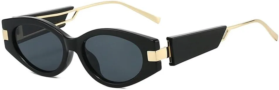 

Популярные модные солнцезащитные очки «кошачий глаз» для женщин, защита от УФ-излучения UV400, ретро-очки для мужчин с овальными линзами, панк-очки SKFGNX, Black Grey