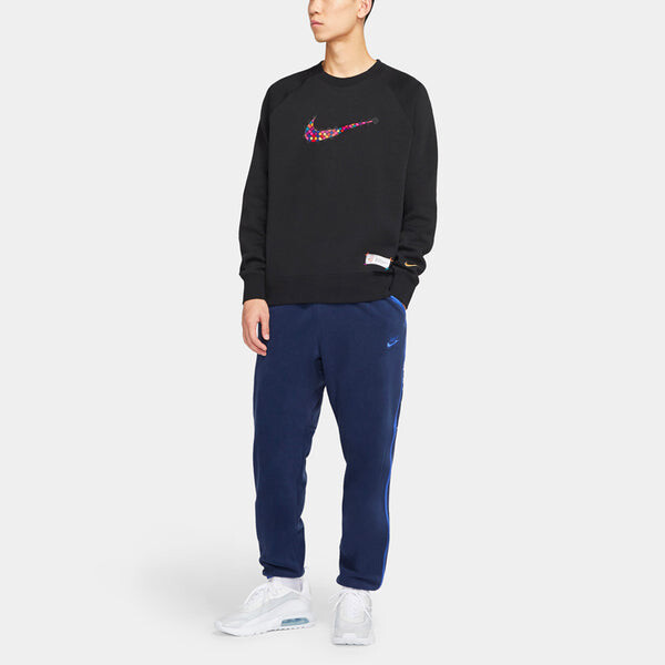 Толстовка Nike Sportswear Front Swoosh Casual Sports Crew-neck 'Black Red', черный — фото 3