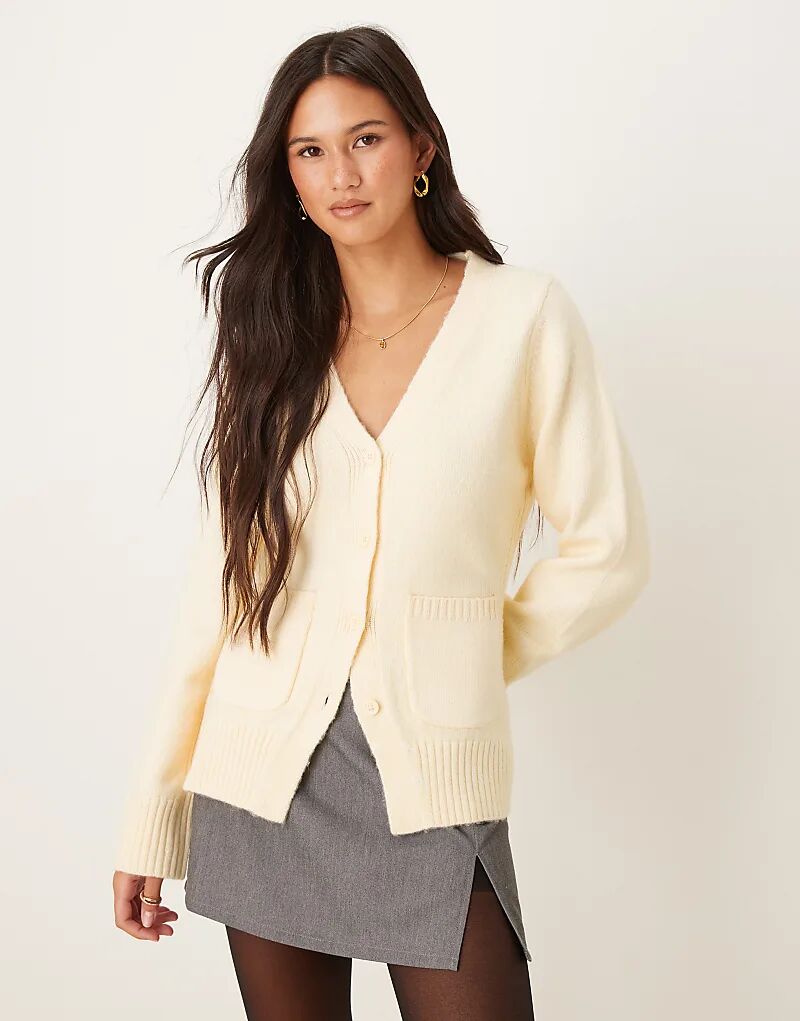 

ASOS DESIGN Кардиган бойфренда с карманами цвета пахты
