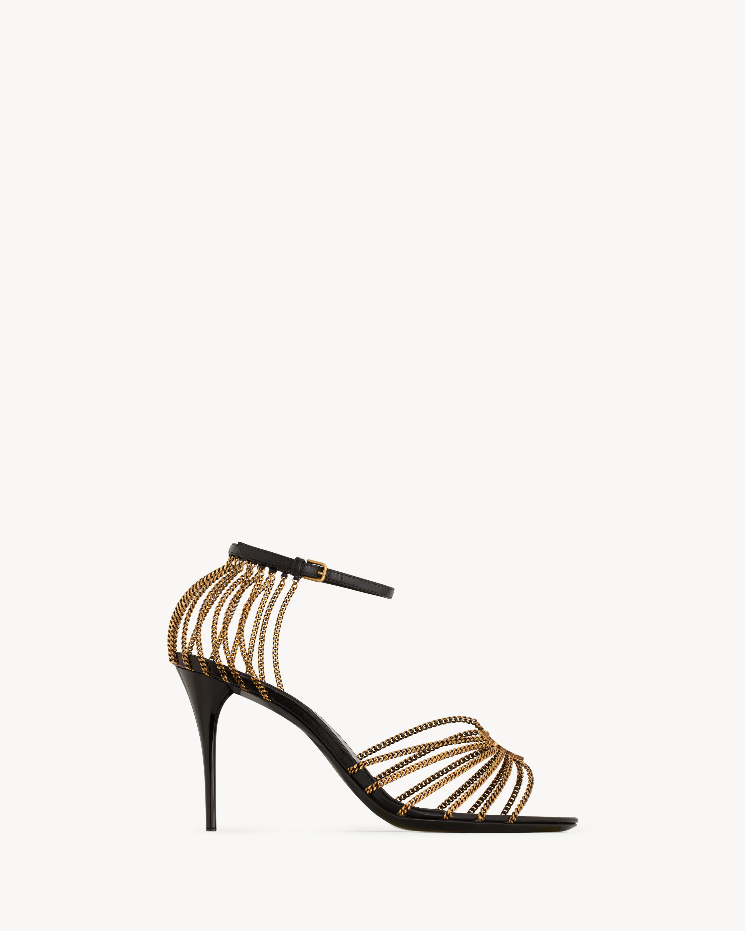 Сандалии BABYLONE из гладкой кожи и металла Saint Laurent, черный