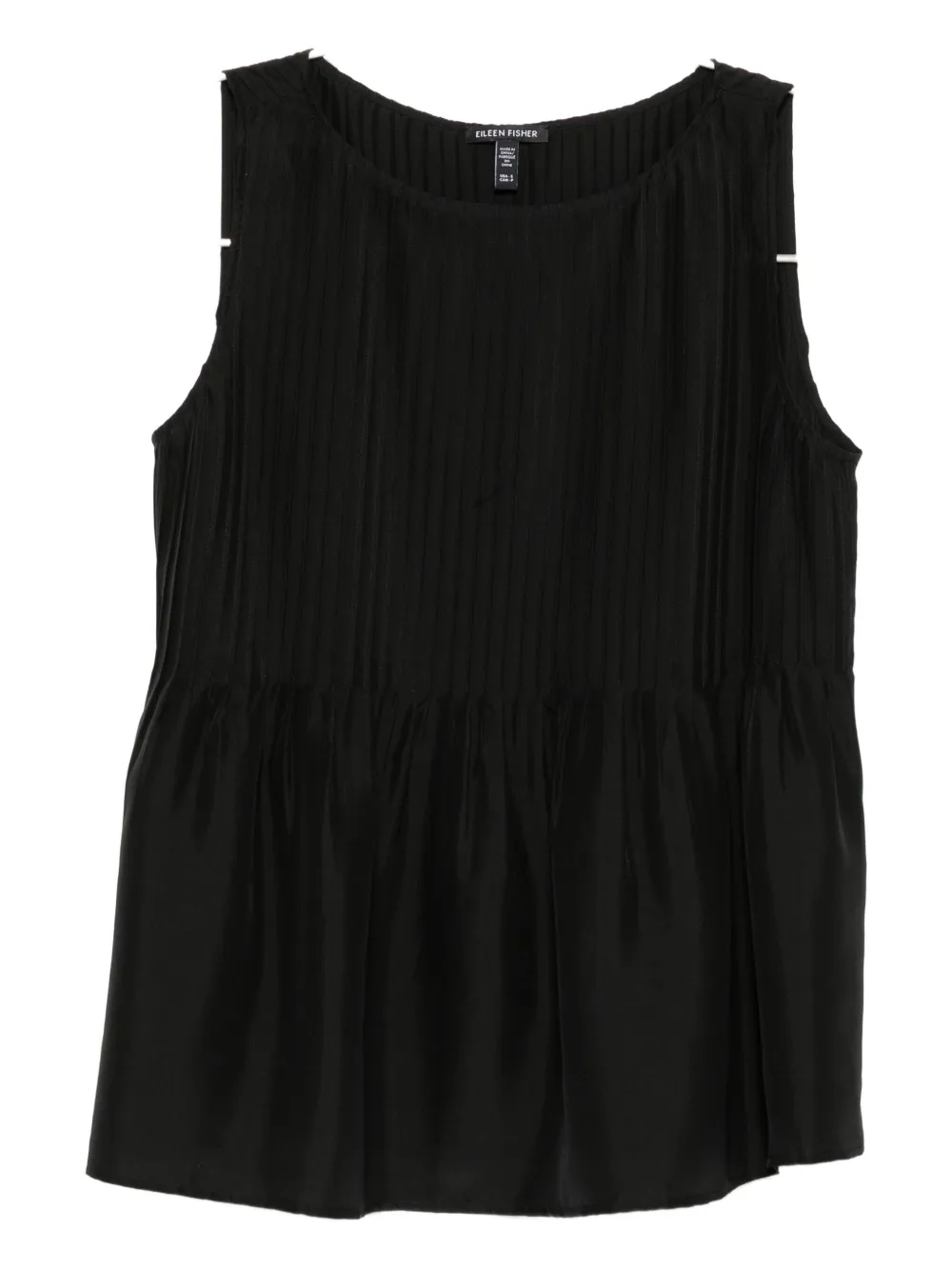 

Плиссированный шелковый топ Eileen Fisher, черный