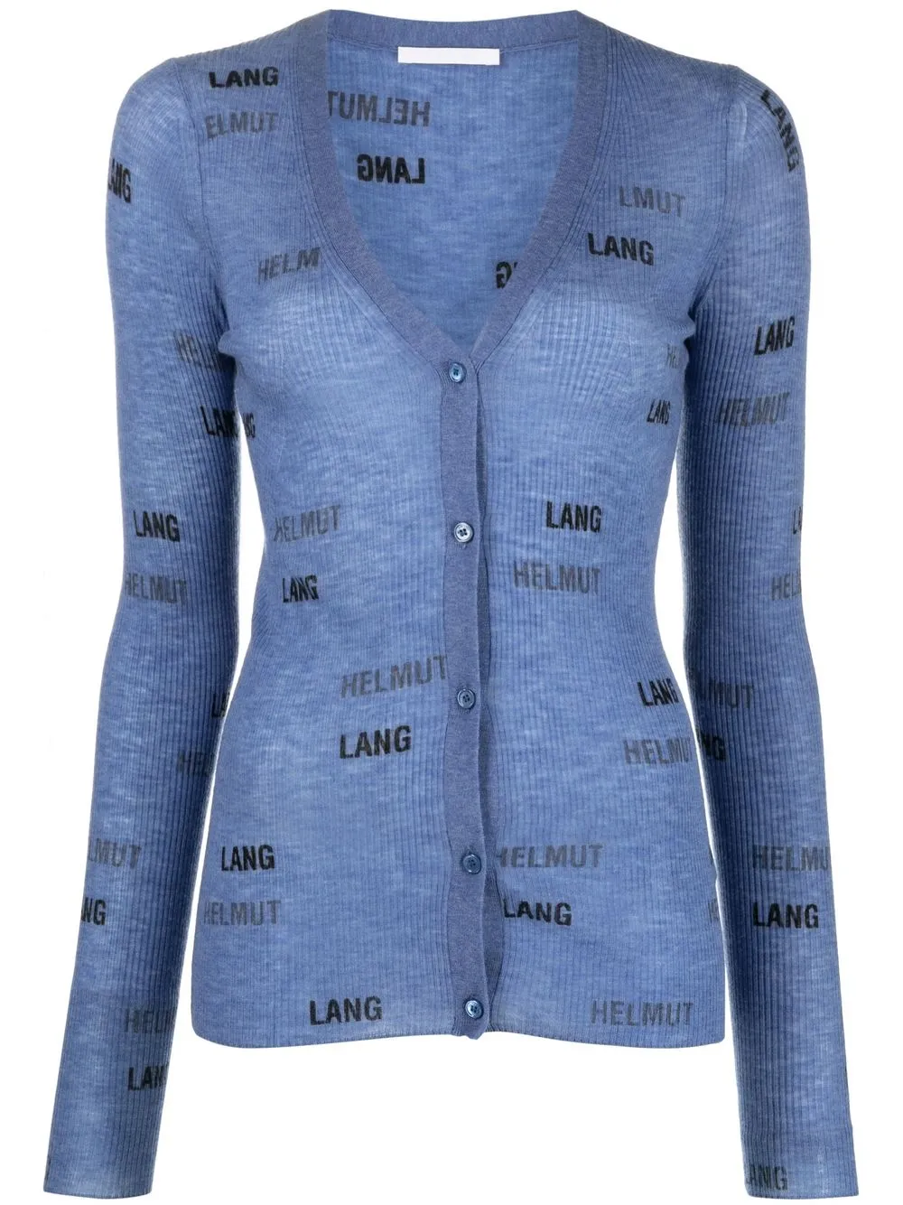 

Кардиган в рубчик с логотипом Helmut Lang, синий