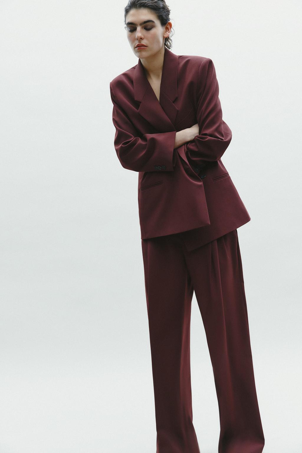 

Брюки с двойной складкой ZARA, цвет Reddish