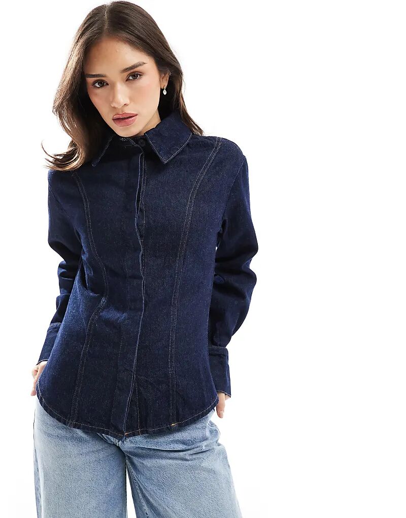 

Рубашка из денима ASOS DESIGN, промытая, с защипом на талии