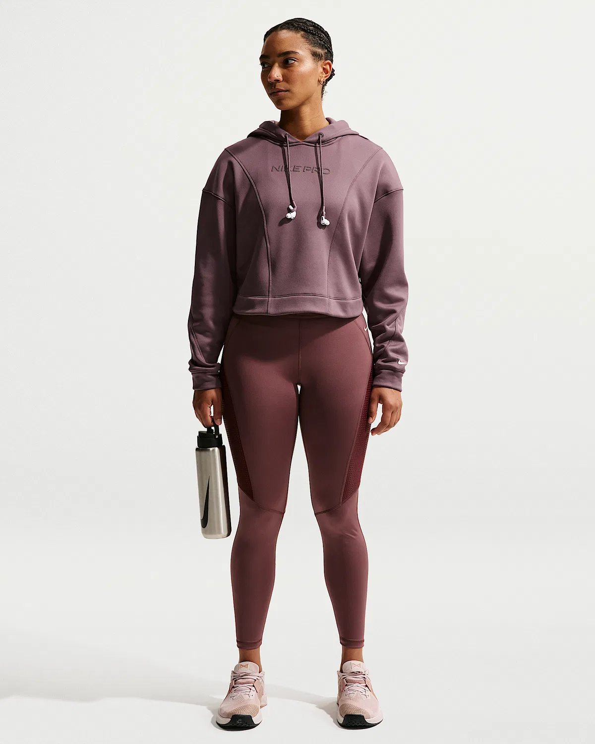 Женская худи Nike Pro Therma-FIT, Tattoo/White — фото 4