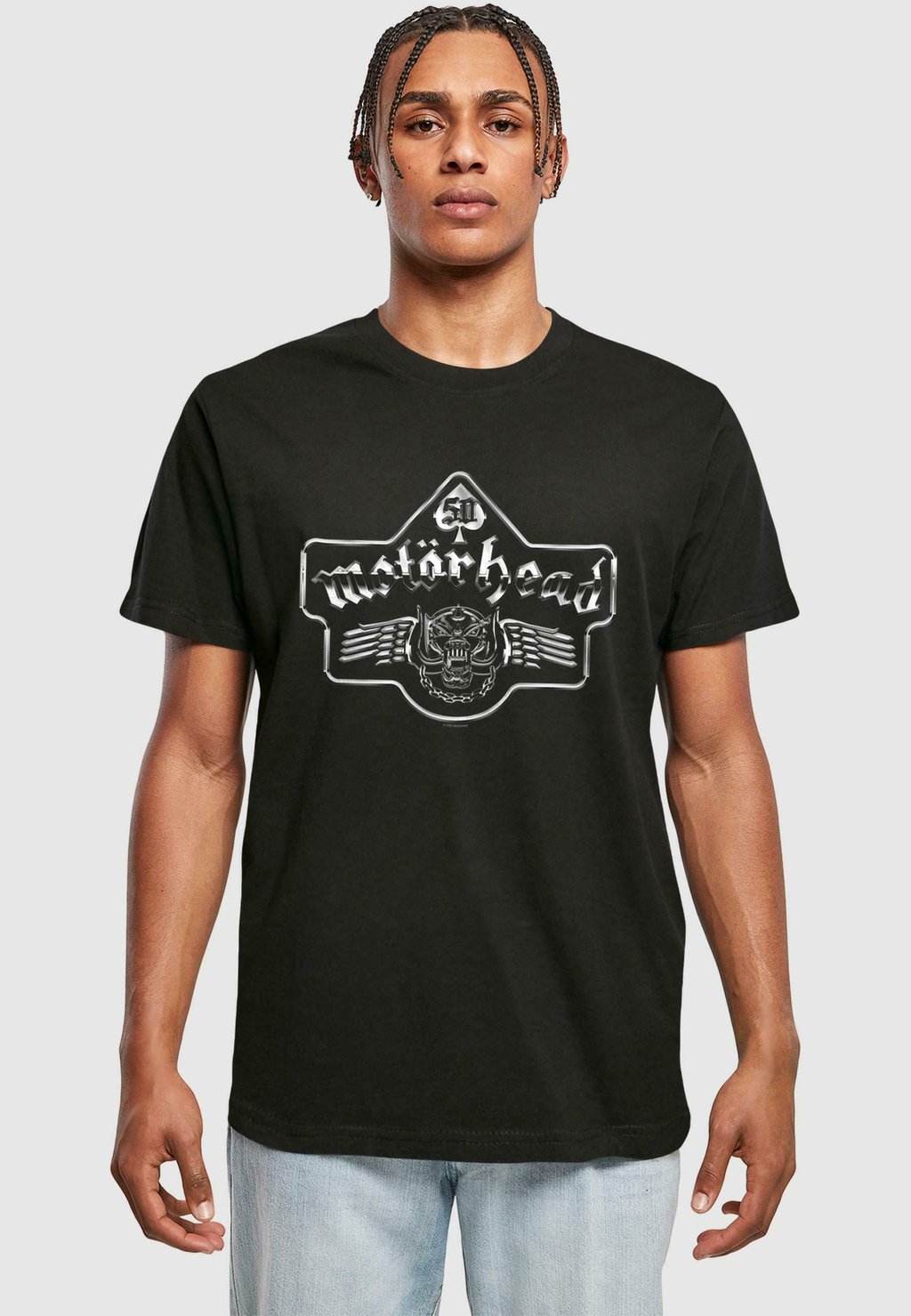 

Футболка с принтом MOTORHEAD - 50TH ACE WINGS CHROME EMBLEM Merchcode, черный