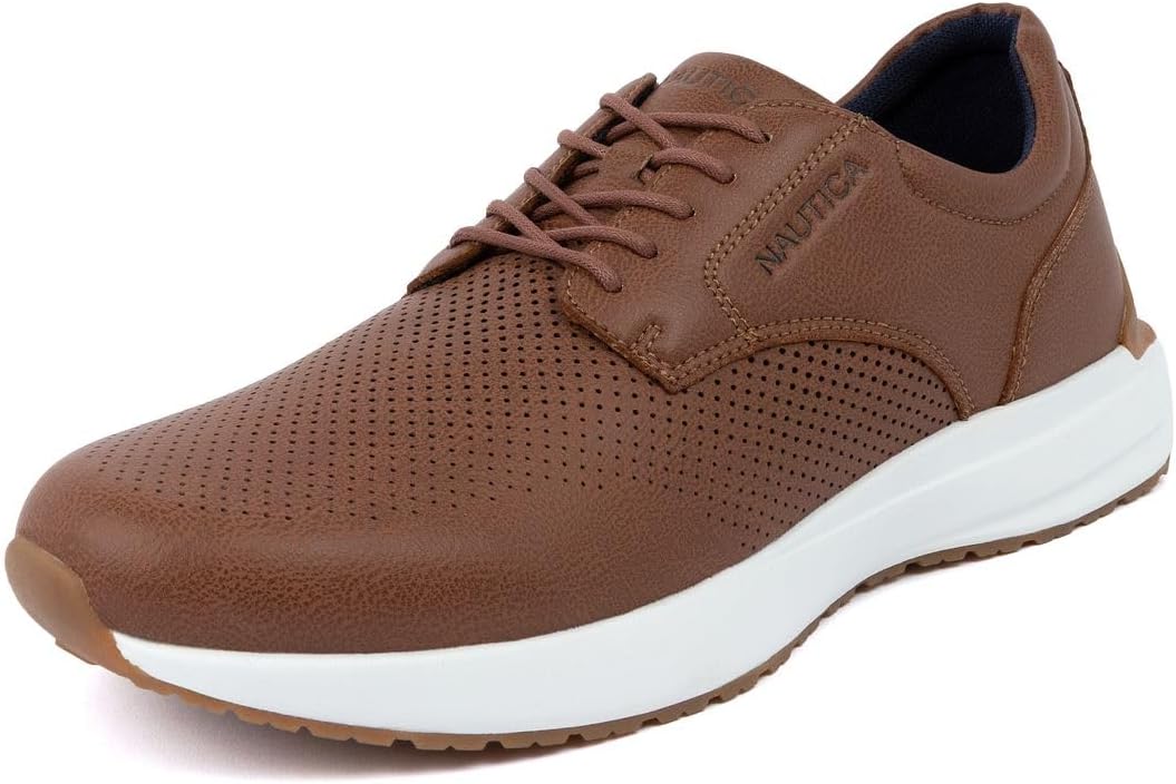 

Мужские туфли на шнуровке Nautica - повседневные спортивные кроссовки с верхом из веганской кожи и мягкой подошвой - Atwood, Brown-atwood