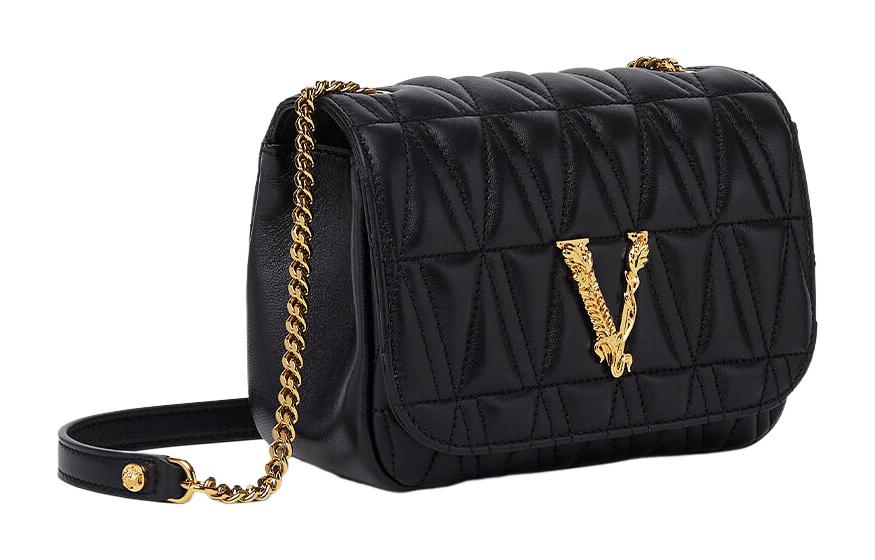 VERSACE Кожаная сумка через плечо женская черная — фото 2