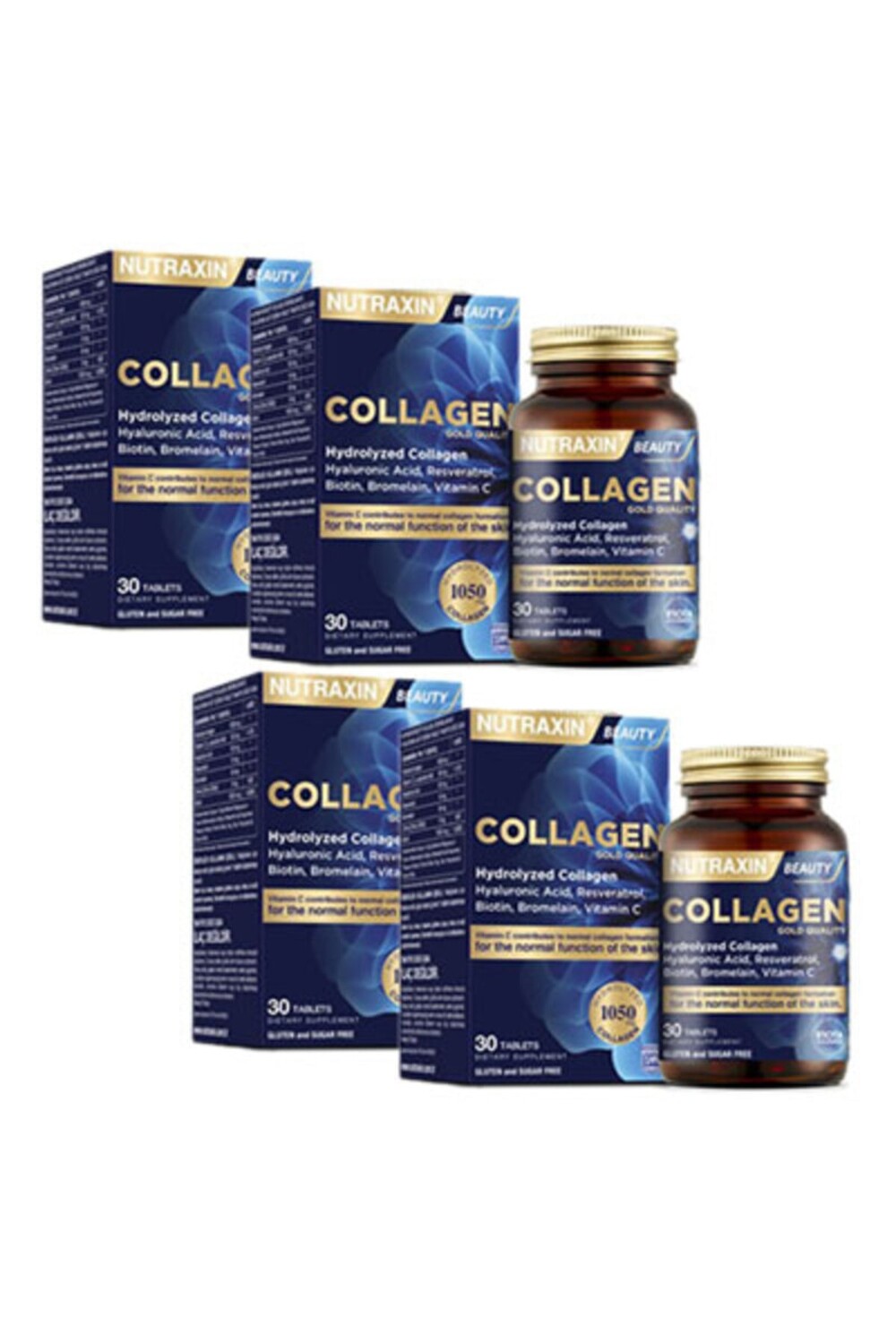 

Nutraxin Beauty Gold Collagen 30 таблеток, 4 упаковки