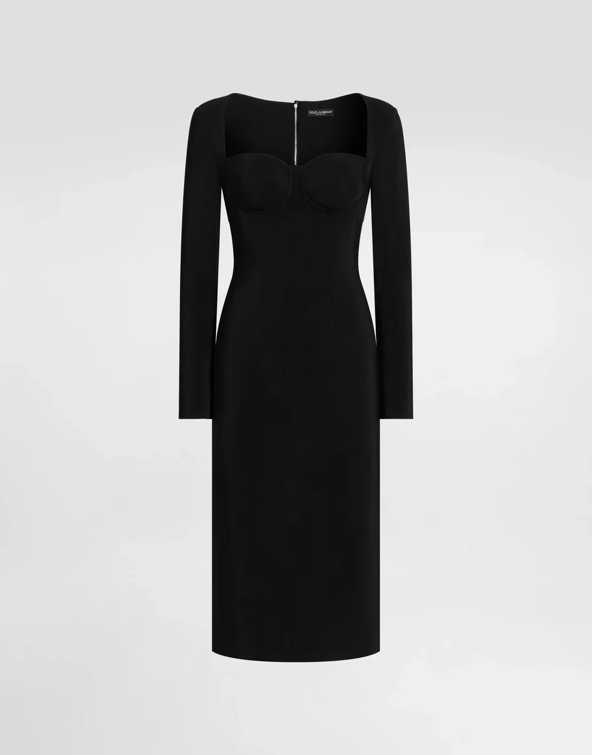 Платье-футляр из ткани кадди DOLCE & GABBANA, черный