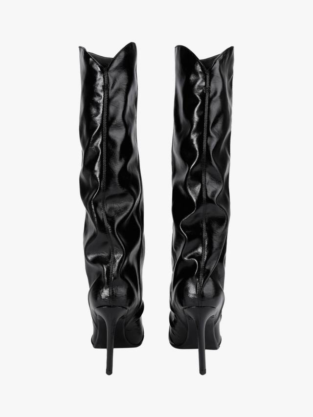 Французские лаковые гофрированные ботинки до колена KG Kurt Geiger, Black — фото 3