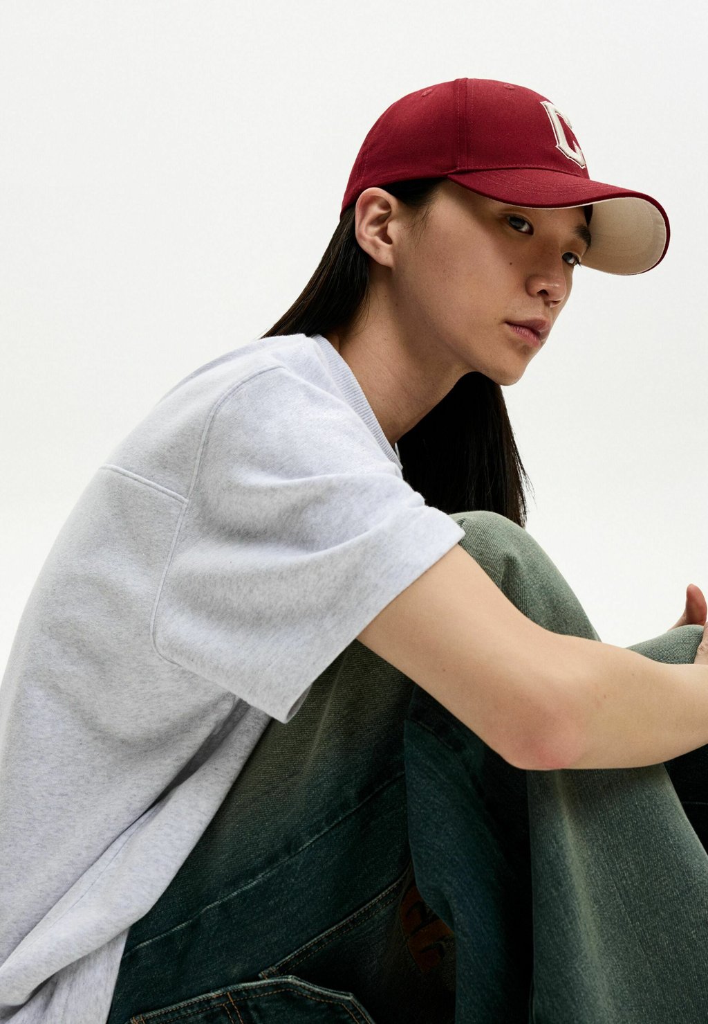 

Бейсболка EMBROIDERED Bershka, темно-красный