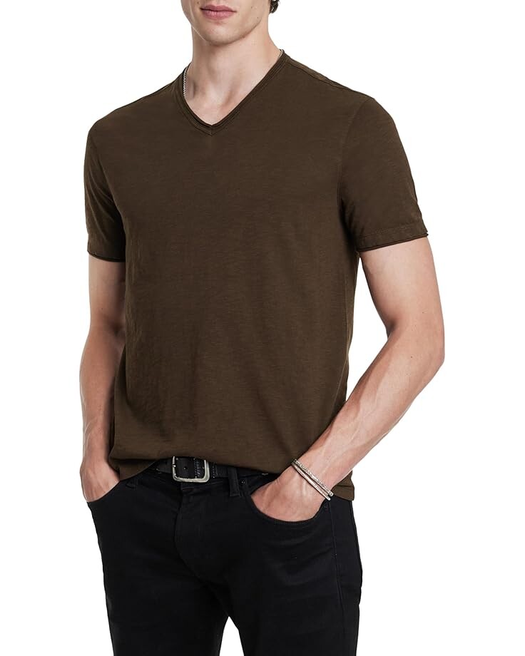 

Футболка John Varvatos Miles V-Neck Tee K3595W24, темно-корчневый