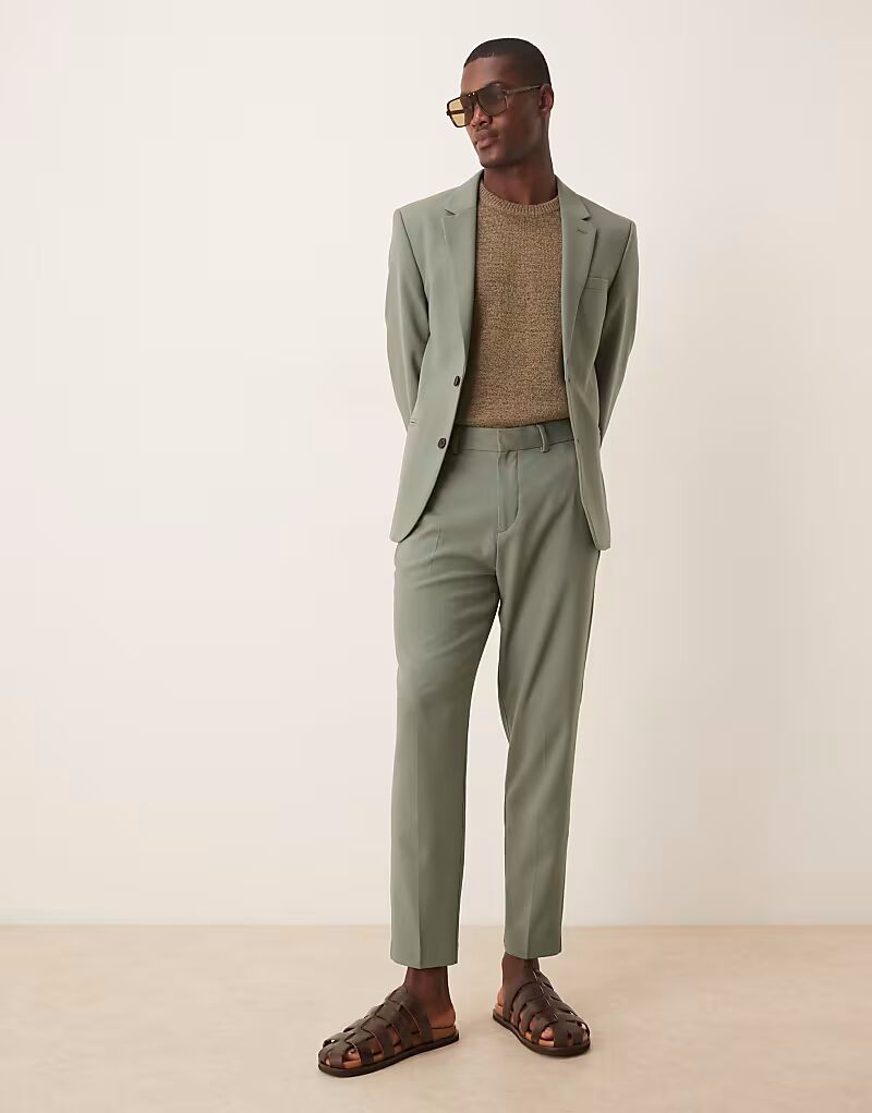 

Зауженные брюки ASOS DESIGN из зеленого твила