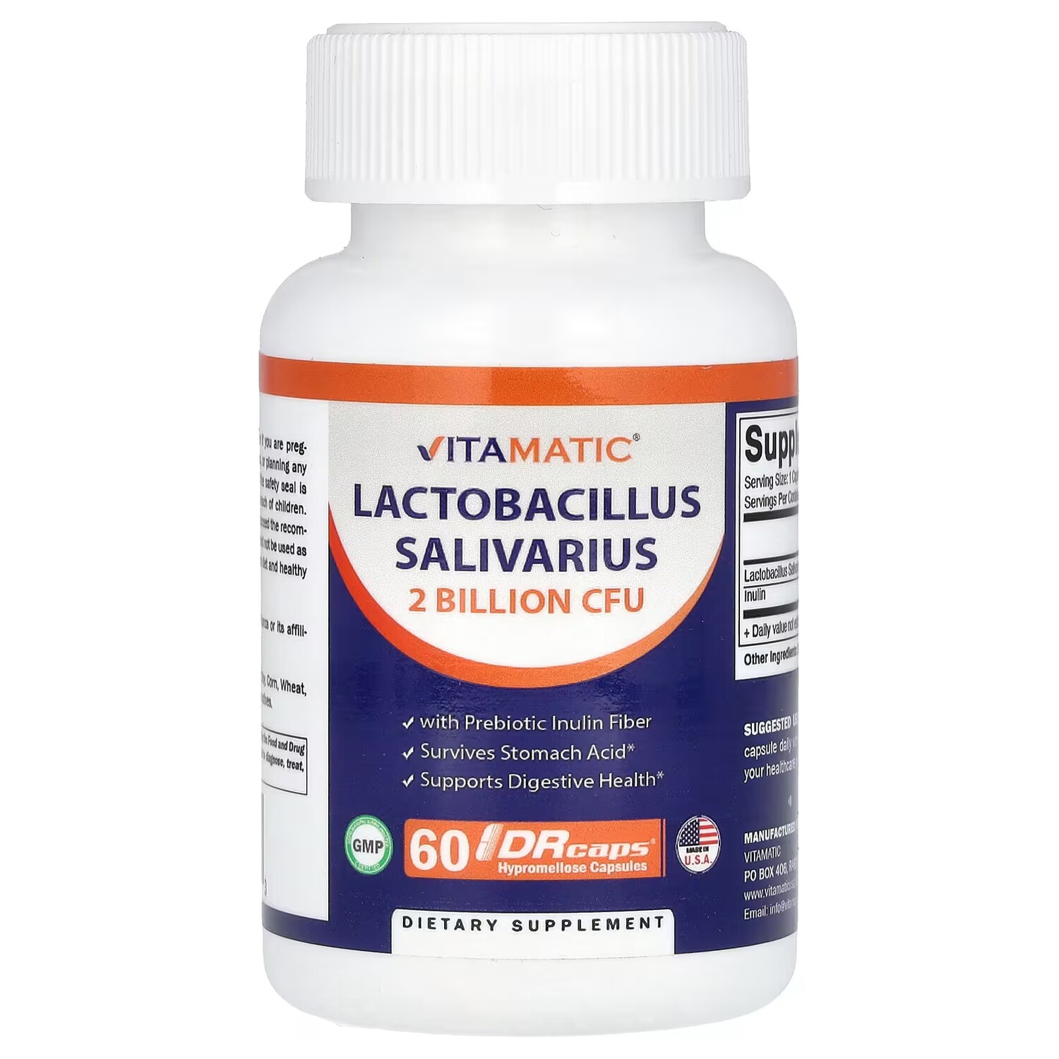 

Добавка Vitamatic Lactobacillus Salivarius 2 миллиарда КОЕ, 60 капсул