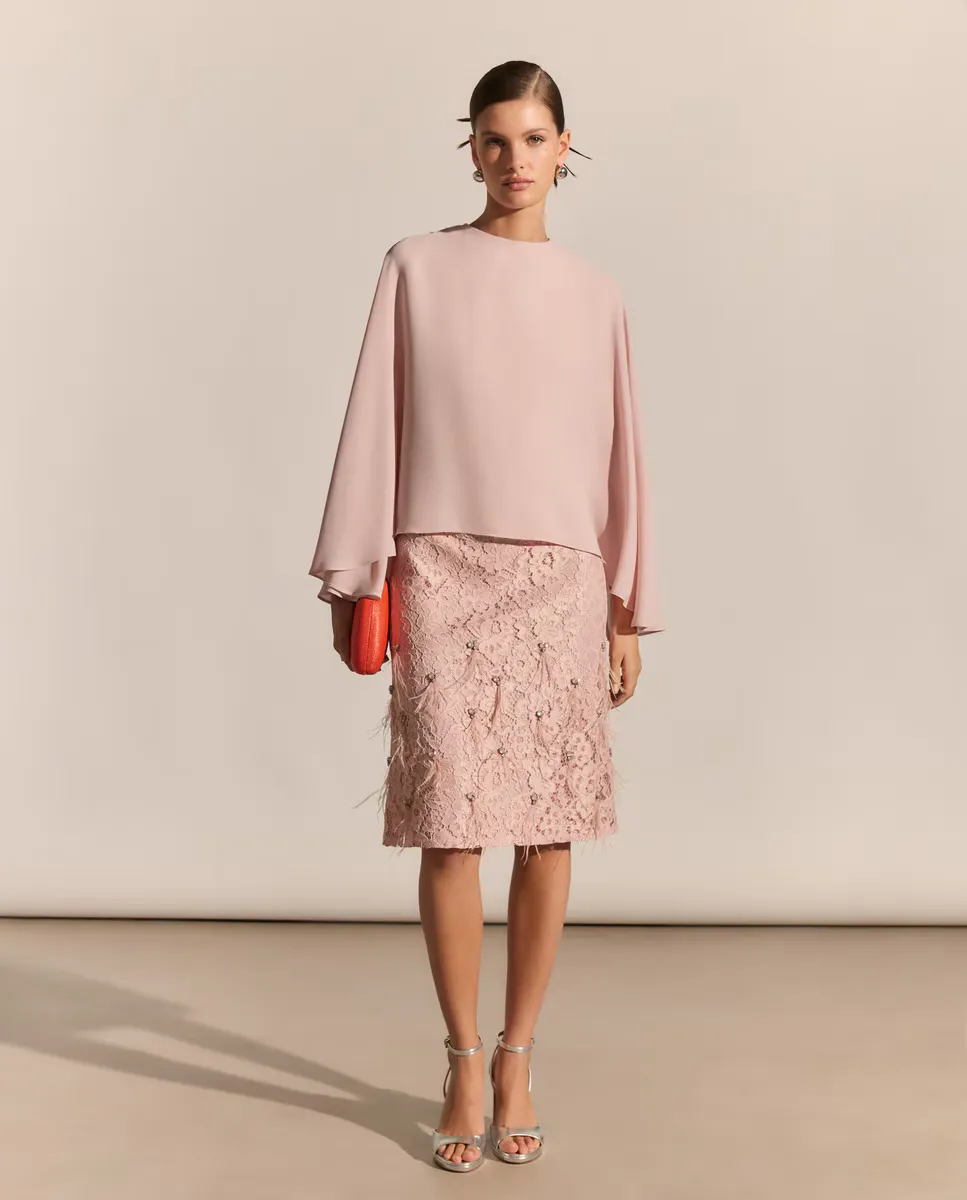 

Короткое платье с кружевом Woman Fiesta El Corte Inglés, цвет Rosa claro
