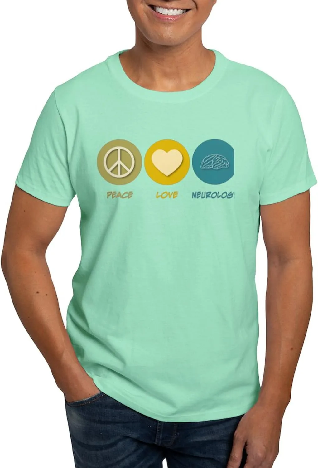 

Футболка CafePress Peace Love Neurology, мужская, 100% хлопок, классический принт, белая