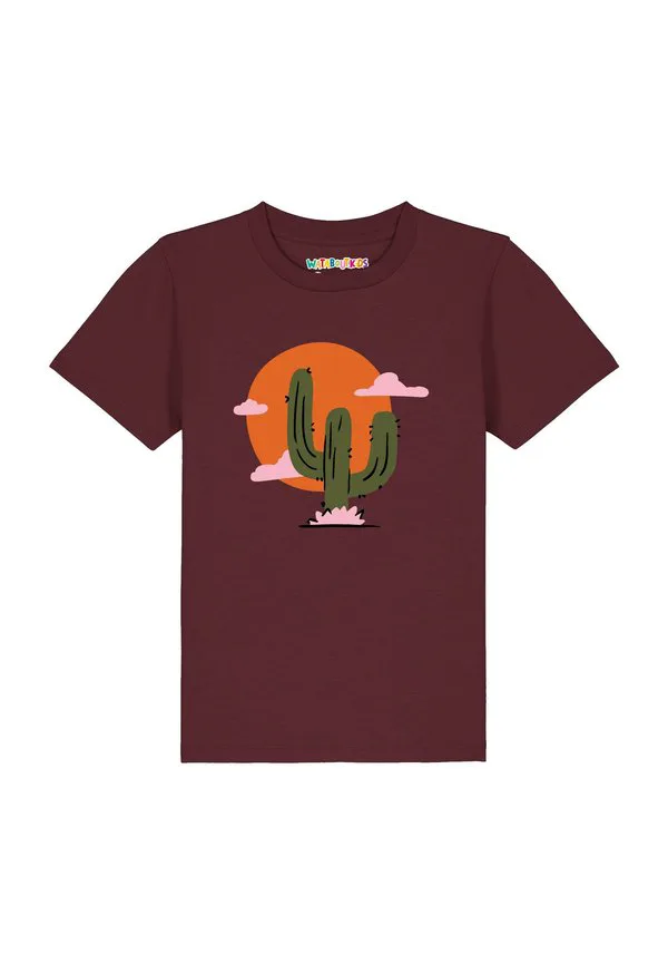 Футболка с принтом kaktus im sonnenuntergang Watapparel, Burgundy — фото 2