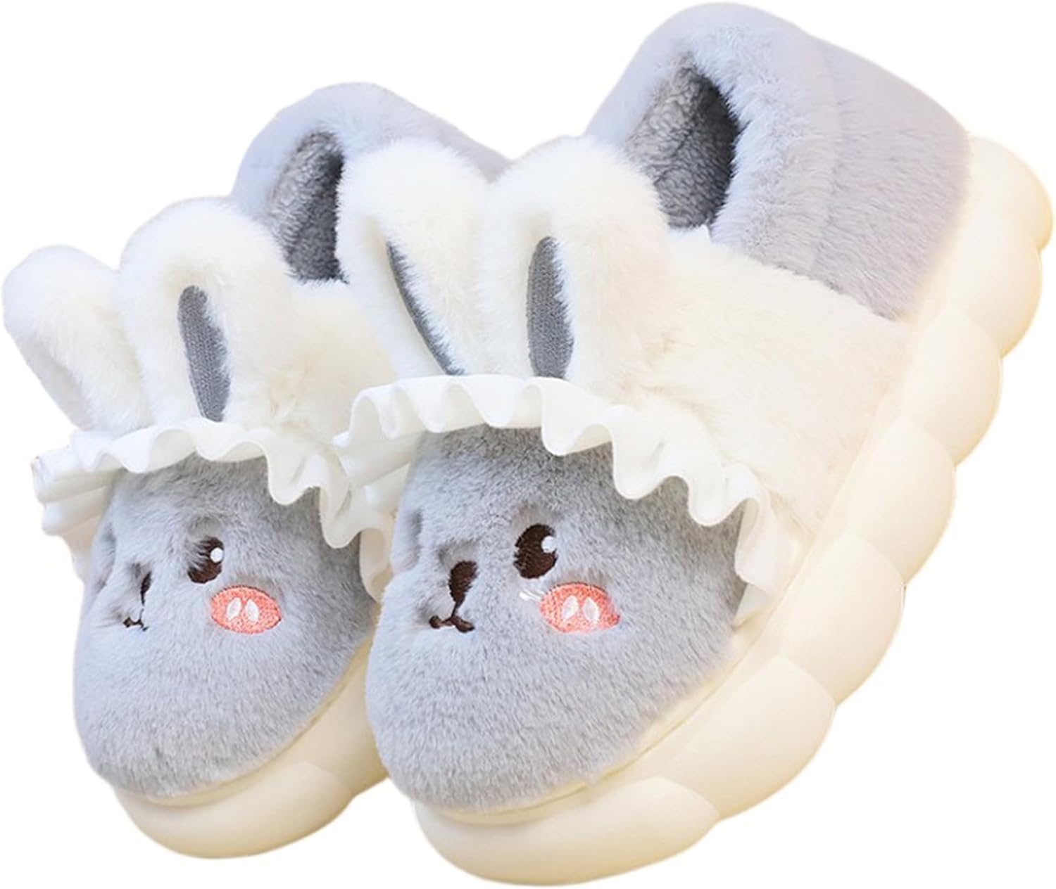 

Тапочки AZCHEN в виде зайчика Милая женская обувь Мягкие уютные зимние плюшевые домашние хлопковые тапочки Для дома и улицы, серый