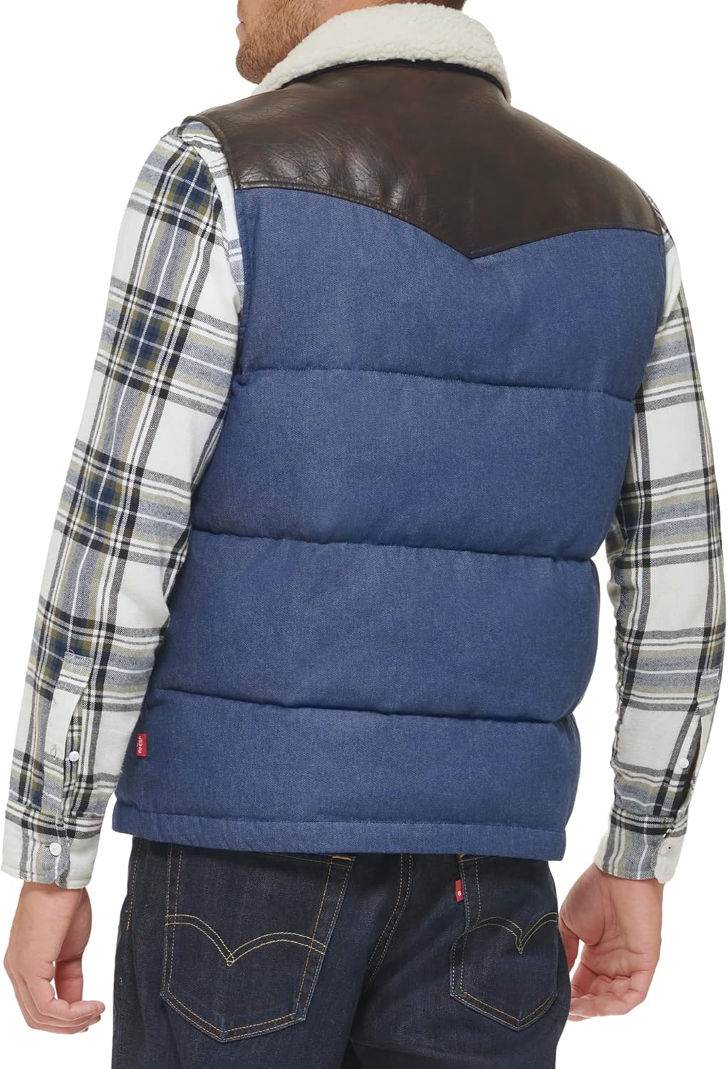 Жилет Levi's Men's Out West Mixed Media Puffer Vest, Faded Blue Denim — фото 3