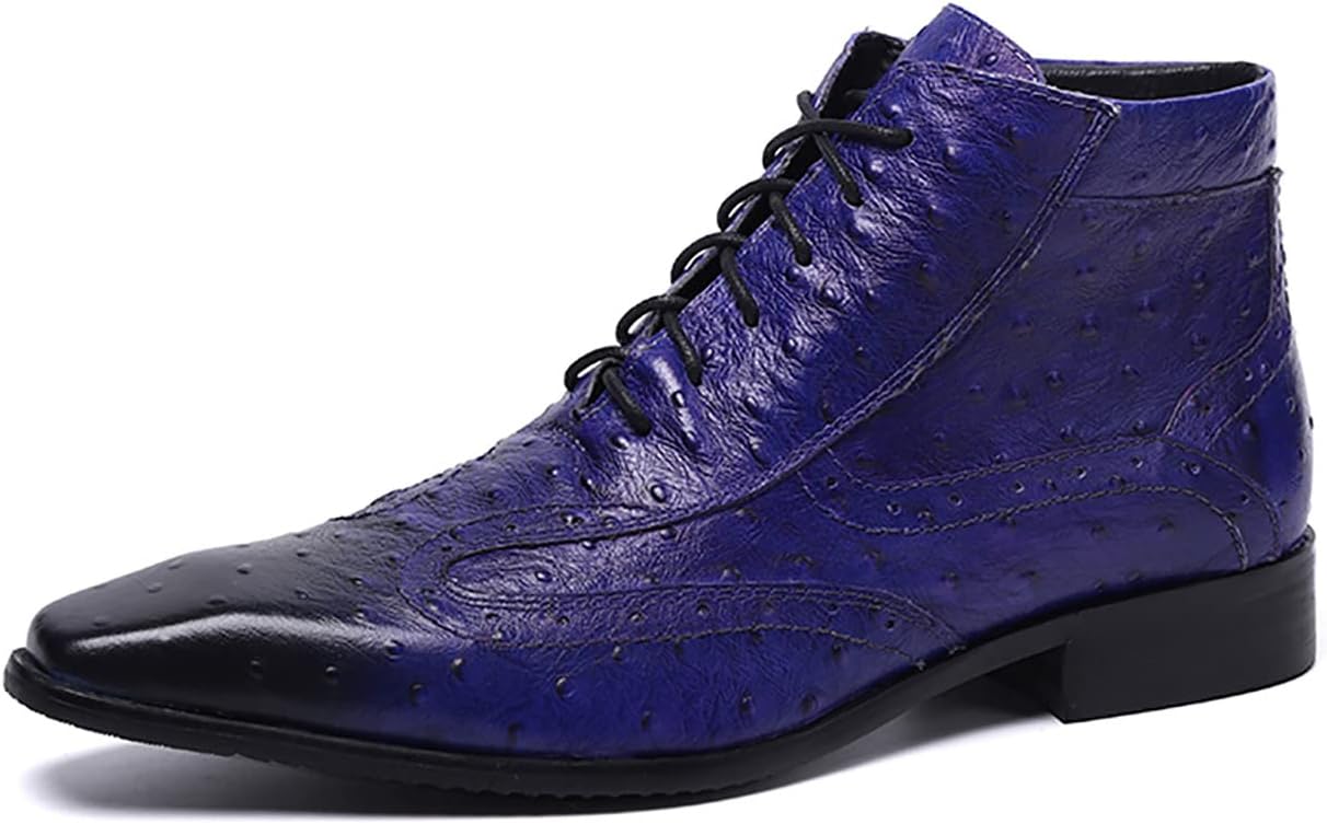 

Мужские ботинки-чукка Santimon из натуральной кожи, с простым носком, шнуровкой, для комфорта, формальные деловые туфли, темно-синий